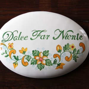 custom italian ceramic sign. Hotel Bed and breakfast farmhouse bar restourant shop villa tile. Door home bathroom kitchen Name Italy tiles