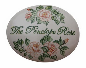 custom gifts, italian ceramics tile with roses. Personalized gift to hang on wall. Home decorations with name and numbers. Handmade in Italy