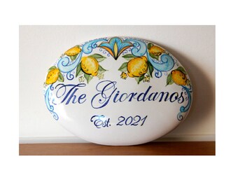 Personalized Home Gifts, Hand Painted Italian Ceramic Art Tiles, Amalfi Coast Souvenir. Holiday in Italy gifts, ravello amalfi lemons tiles