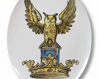 Custom Family Crest Tile - Hand Painted Ceramic Coat of Arms Plaque - Custom Italian Heraldry Art Pottery hand made in Italy wall decor.