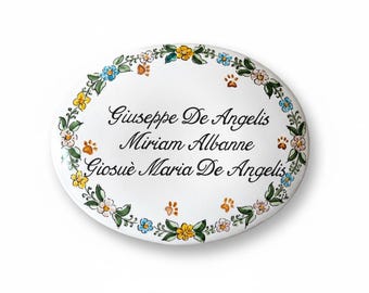 pottery civic numbers, italian ceramics, family name to hang on wall, mediterranean tiles, custom gift, names, numbers, address, door plate