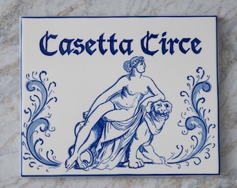 italian ceramic address tile, personalized sign civic number, home plate, ceramics names tiles, customizable gift for home