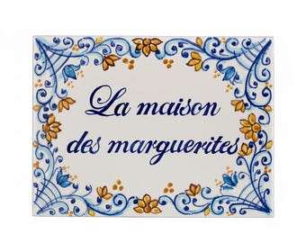 italian ceramic House number tile, signs for home, personalized tiles, ceramic house sign, hand painted plaque, custom gift home decor.