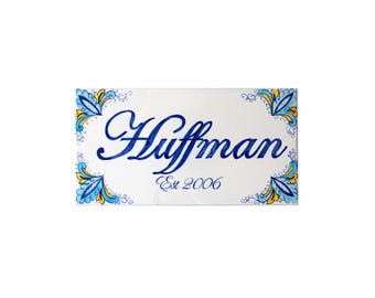italian ceramic House number, signs for home, personalized tile, ceramic house sign, hand painted tile, house name sign, adress plaque,
