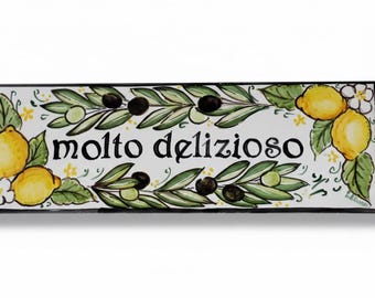italian pottery Olive Branch House Number, Personalized Name Ceramic Tiles, Family welcome plaque, adress tiles, with olive, olives