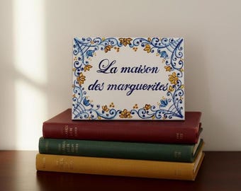 italian ceramic House number tile, signs for home, personalized tiles, ceramic house sign, hand painted plaque, custom gift home decor.