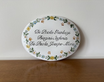floral oval sign