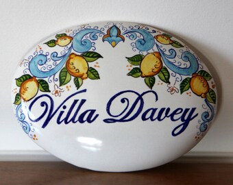 Italian ceramic art, Italian artistic majolica, painted lemon ceramic tiles Ravello, painted tiles art gifts