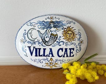Custom gift: logo sign made in Italy. hand painted ceramic tile for hotel, farmhouse, guest house, bed and breakfast with decorative writing
