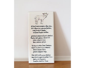 Personalized Italian artistic ceramic tile to hang on the wall, hand painted with personalized decoration and writing, gift idea