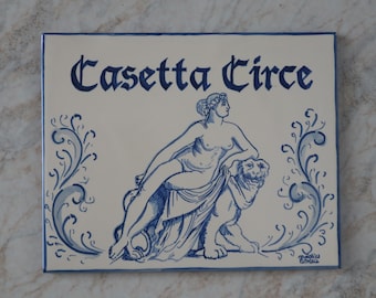 italian ceramic address tile, personalized sign civic number, home plate, ceramics names tiles, customizable gift for home