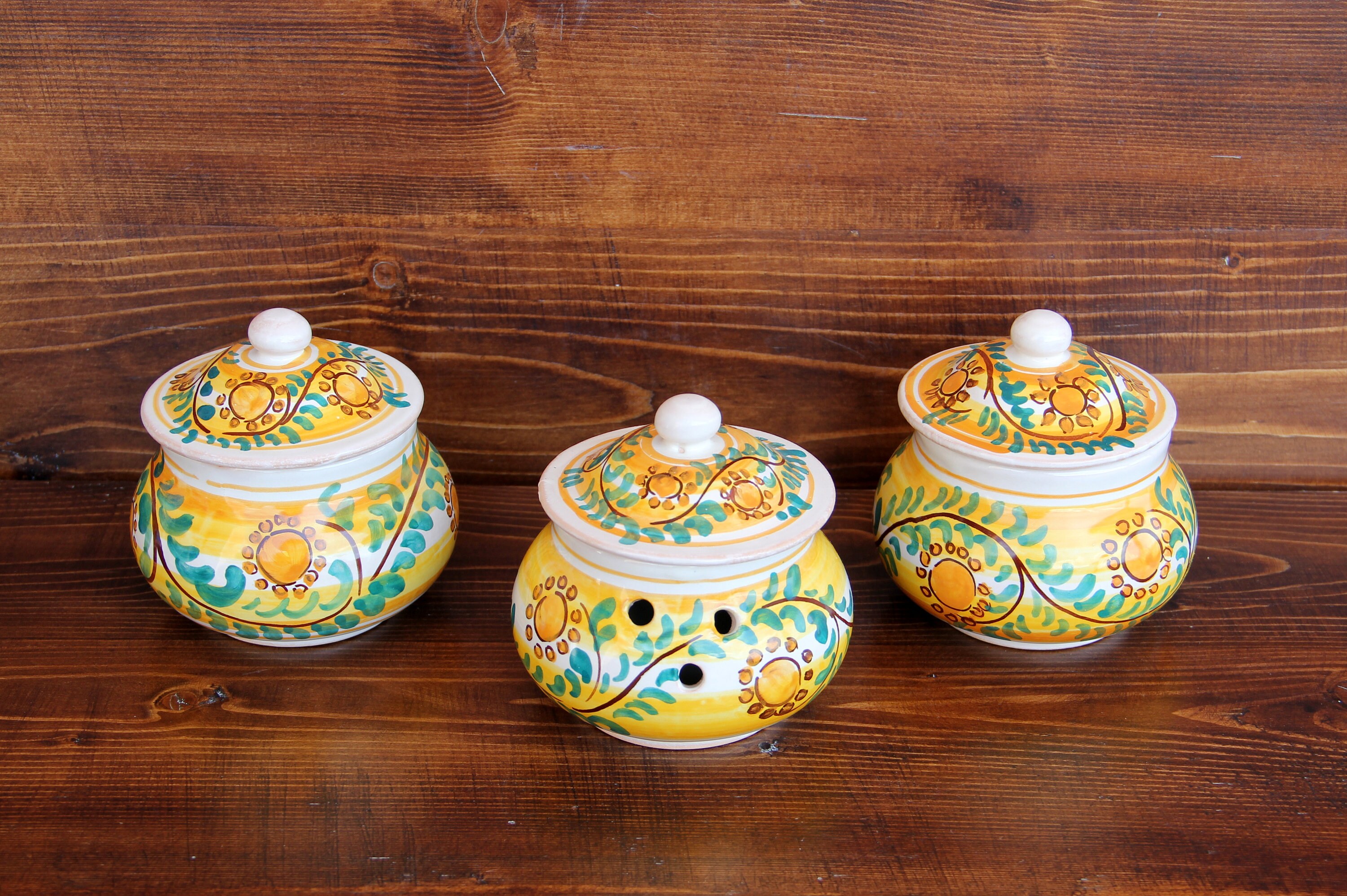 Italy ceramic jar three small italian kitchen jars painted Etsy