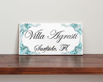 italian ceramic House number tile, address signs for home, personalized tiles, ceramic house sign, hand painted plaque, house name plate