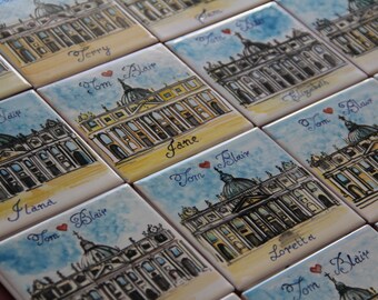 personalized gift wall decor, Italian ceramic tile St. Peter's Basilica, Vatican City Rome, handmade ceramics, gifts Italy.