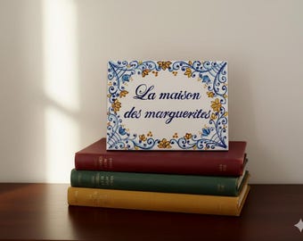 italian ceramic House number tile, signs for home, personalized tiles, ceramic house sign, hand painted plaque, custom gift home decor.