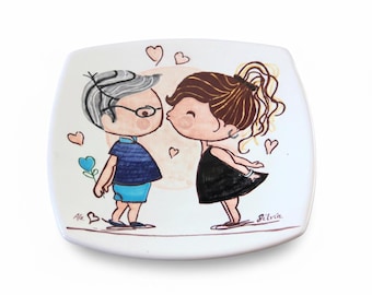 Italian Ceramic Trinket Dish | Personalized Handmade Change Tray | Custom Engraved Catchall Bowl | Unique Gift Idea