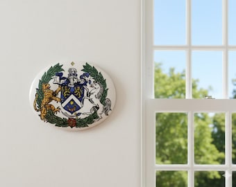 custom gift, Family crest on tile of Italian artistic ceramics, coat of arms personalized hand painted, wall decor art gifts made in Italy