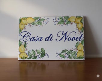 Custom Italian Majolica Tile | Hand Painted Ceramic Plaque | Personalized Mediterranean Wall Decor Gift