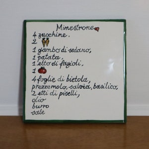 Italiaans gepersonaliseerd cadeau van keramische tegels met recepten, handgeschreven familierecept, gepersonaliseerde cadeaus voor restaurants