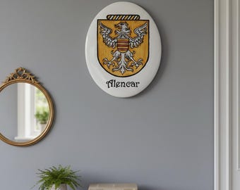Personalized Family Crest Tile - Hand Painted Ceramic Coat of Arms Plaque - Custom Italian Heraldry Art