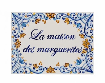 italian ceramic House number tile, signs for home, personalized tiles, ceramic house sign, hand painted plaque, custom gift home decor.