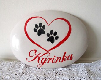 Custom Beware of dog sign, personalized italian ceramic tile for dog lovers, custom pets gift, pottery and ceramics handmade in Italy