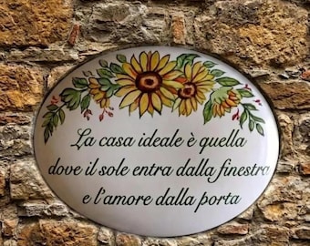 Custom Hand-painted Italian artistic ceramic home address sign, shop or business sign, personalized gift for country villa or farmhouse