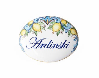 Handmade Ceramic House Address and Name Sign | Personalized Tile, House Number and Last Name, Housewarming Gift