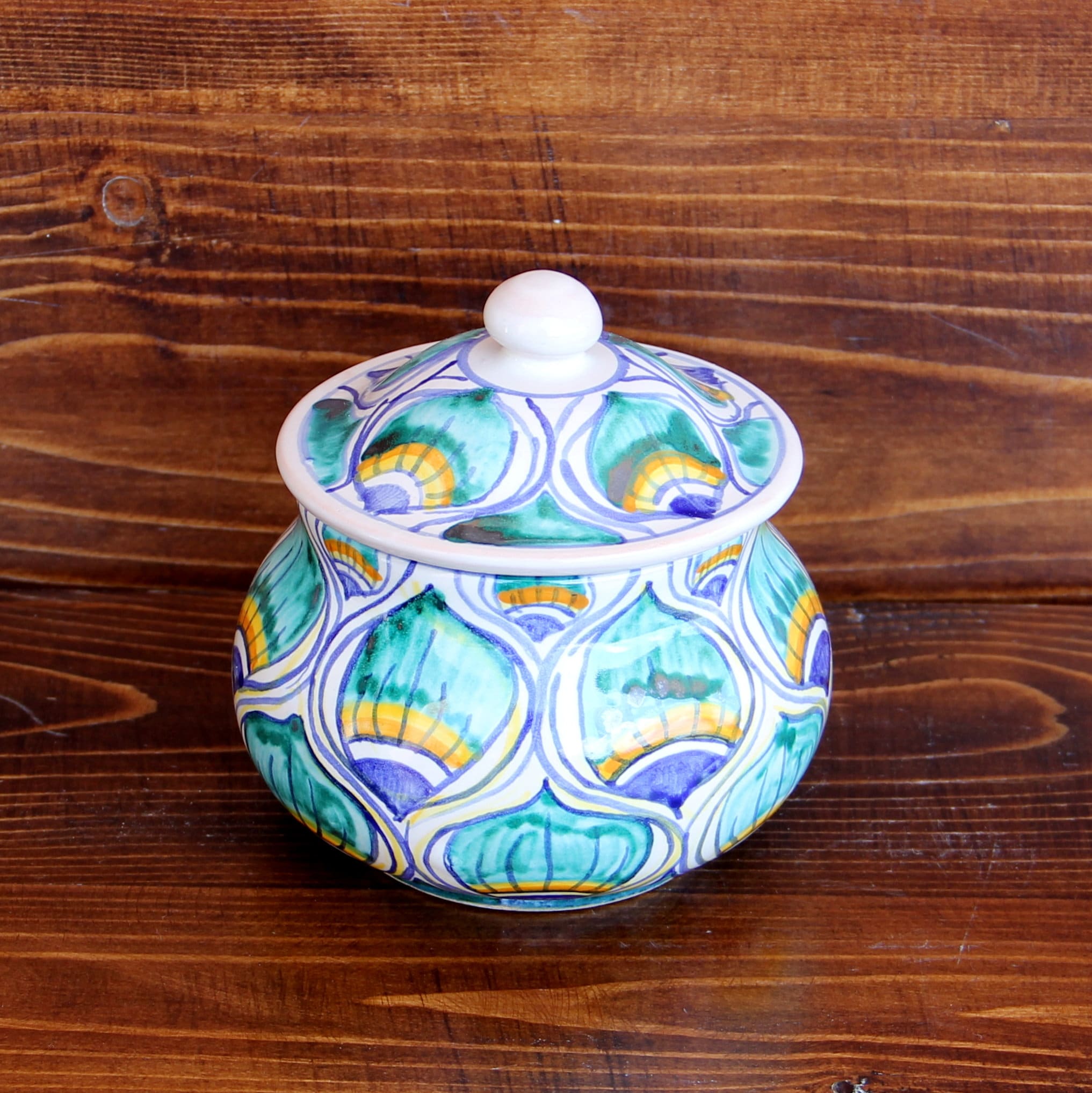 Small Green Italy Ceramic Jar Kitchen Pottery Canister And