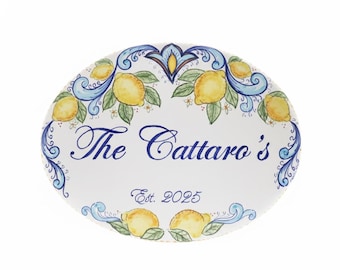 Handmade Ceramic House Address and Name Sign | Personalized Tile, House Number and Last Name, Housewarming Gift