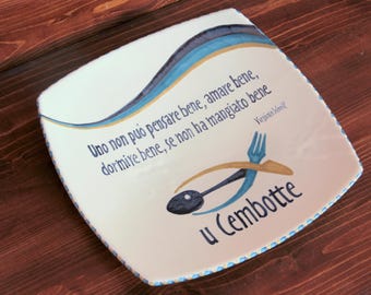 Italian Ceramic Trinket Dish | Personalized Handmade Change Tray | Custom Engraved Catchall Bowl | Unique Gift Idea