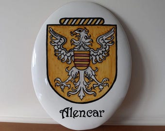 Personalized Family Crest Tile - Hand Painted Ceramic Coat of Arms Plaque - Custom Italian Heraldry Art. Custom sign made in Italy