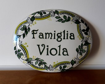 floral oval sign