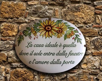Custom Hand-painted Italian artistic ceramic home address sign, shop or business sign, personalized gift for country villa or farmhouse