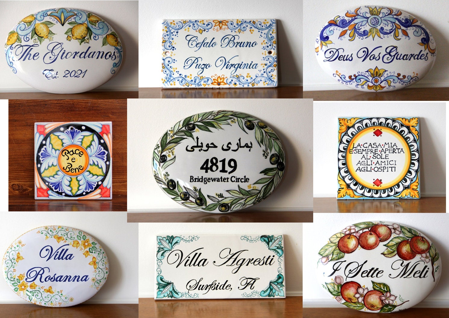 Italian Ceramic House Number Tile, Custom Sign With Numbers and Family  Names, Blue Tiles, Personalized Gifts. Pottery Made in Italy 