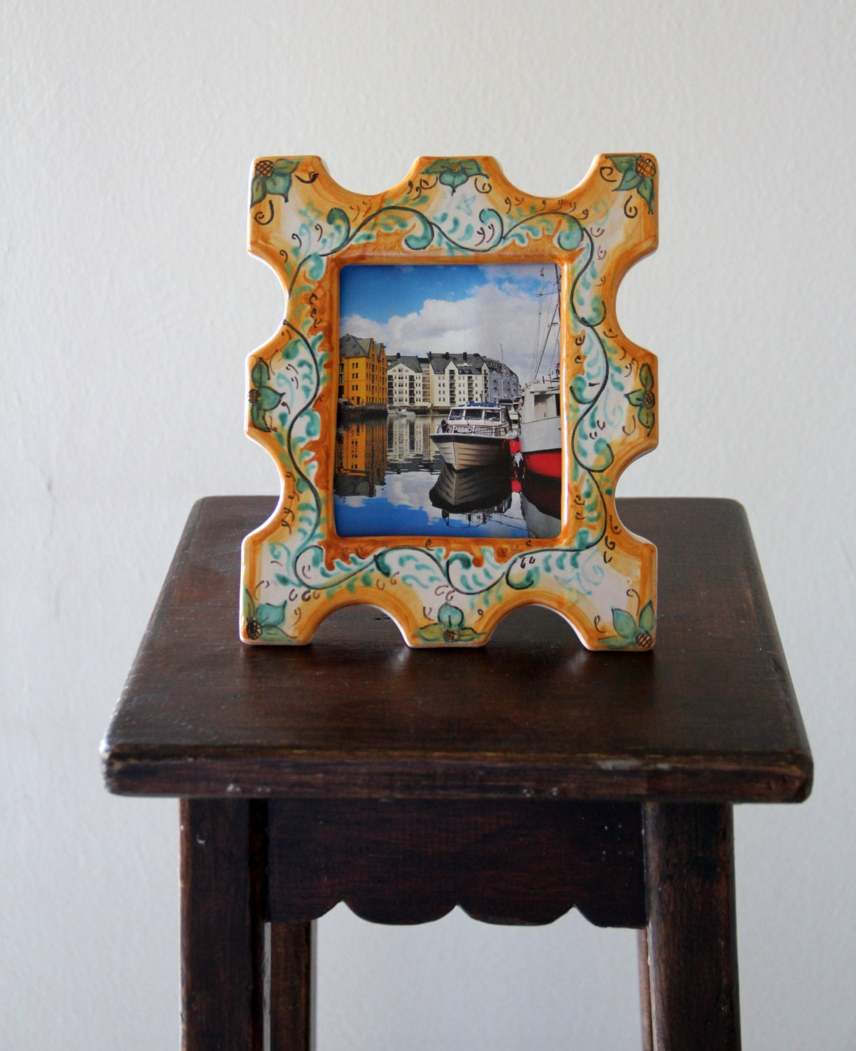 Personalized Photo Frame In Italian Artistic Ceramic Hand Painted Gallery Photo