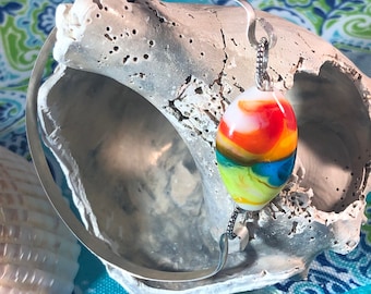 Lampwork focal kraal op een sterling silver bangle armband haak