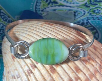 Lampwork kraal sterling zilveren haak bangle armband