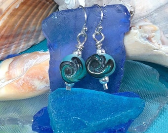 Sea foam glass lampwork earrings