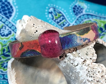 Leather lampwork bracelet