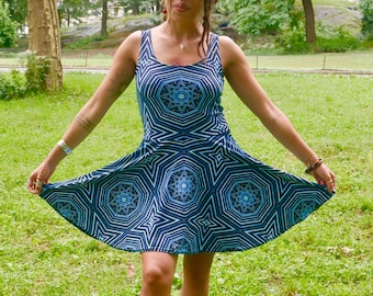 Galactic Stargate Geometría Sagrada Ilusión Óptica Vestido de Patinador