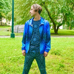 Blue and Purple fade 64 Star tetrahedron zip up hoodie