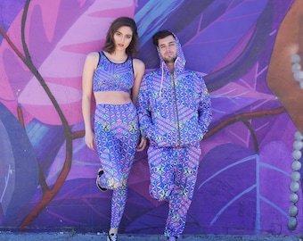 Magic Mushroom Flower of Life Psychedelic Rave Festival Zip Up Hoodie