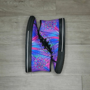 64 Star Tertahedron Sacred Geometry Festival Psychedelic Men&#39;s Canvas Shoes