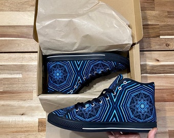 Galactic Stargate Sacred Geometry Optical Illusion High Top Shoes