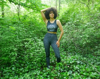 Flower of life sacred geometry festival rave techno leggings