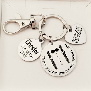 Personalized gift for the Son of the Bride , Step Son keychain, Brides Son wedding gift Ideas, Gift from a Step father, Groomsman, Groomsmen
