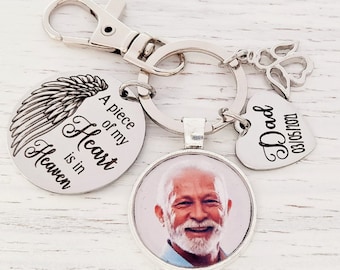 Memorial Photo Keychain, Personalized Sympathy gift for the loss of a loved one, Custom Loss of a father gift, Can be for any family member