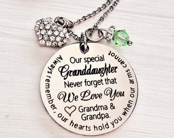Granddaughter gift from grandparents , Personalized Granddaughter necklace, granddaughter gift for christmas,  granddaughters birthday gift