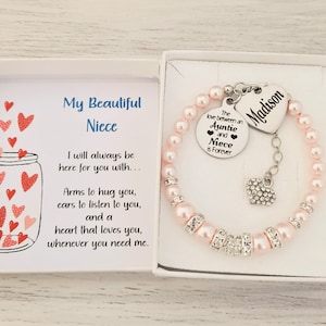 Christmas gift for my Niece, Personalised bracelet, Personalized Niece gift, Handmade, From Auntie, long distant Niece gift, Holiday gift